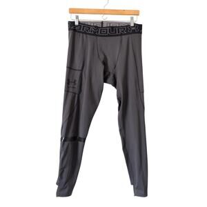 Under Armour Men's ColdGear Leggings Sz XL Gray Ergonomic Moisture Wicking Storm
